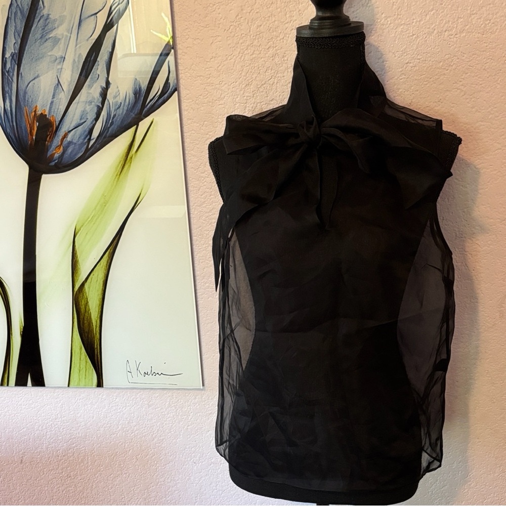 sheer silk black blouse size medium